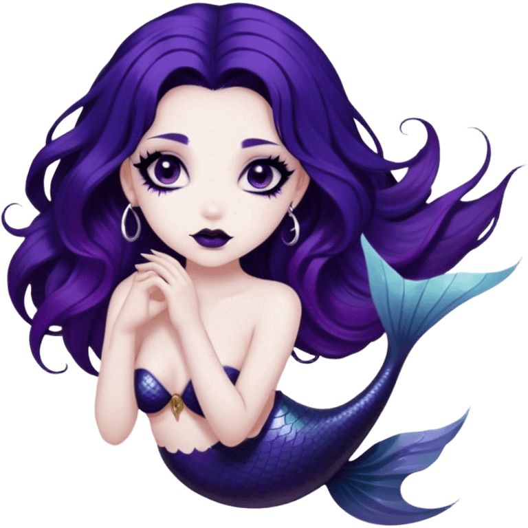 goth mermaid hime girl dark purple hair emoji