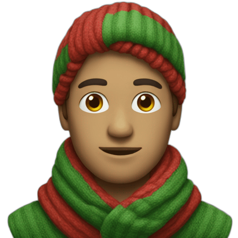 man in scarf red-green stripe emoji