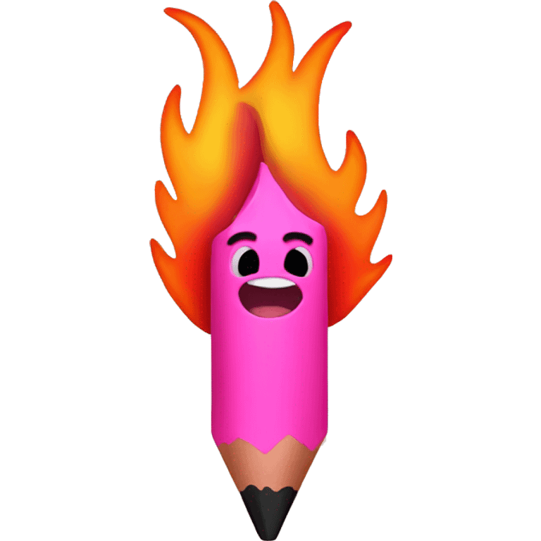 Pink crayon on fire emoji