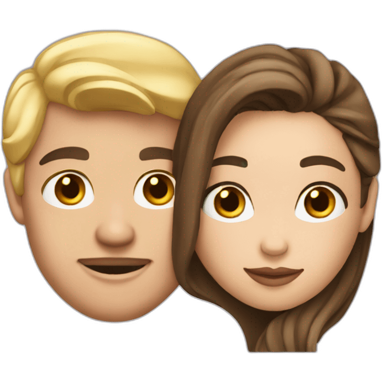 Blond man and brunette woman in love emoji