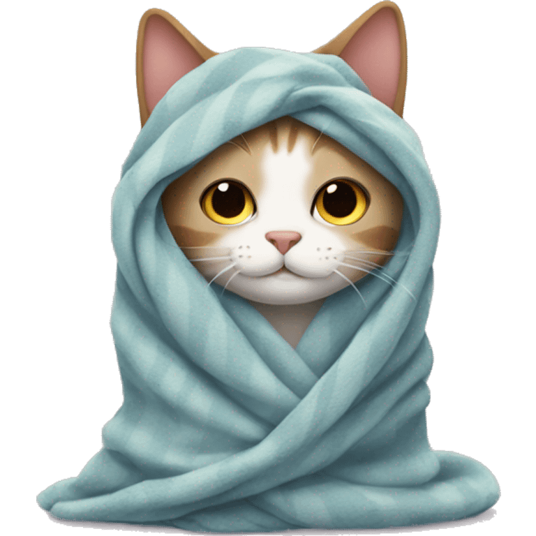 cat wrapped in blankets  emoji