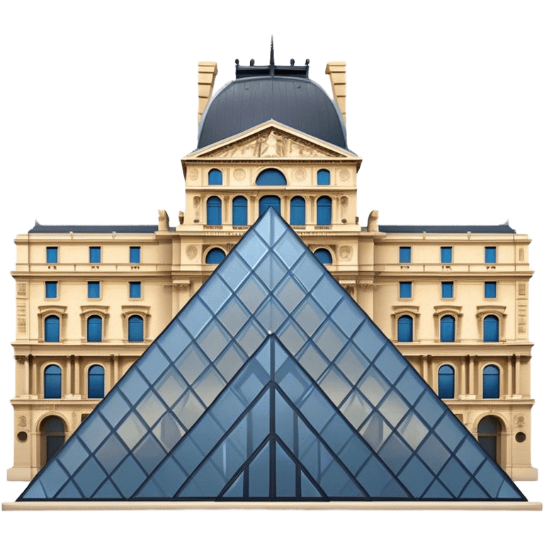 Cinematic Realistic Louvre Museum Landmark Emoji, depicted with the historic museum facade and glass pyramid rendered with lifelike detail and elegant, ambient lighting. emoji