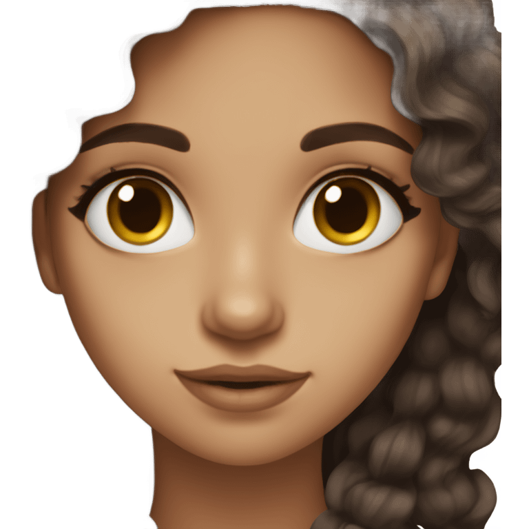 Beautiful girl,dark brown hair,wavy hair，long hair,dark brown eyes,latina emoji