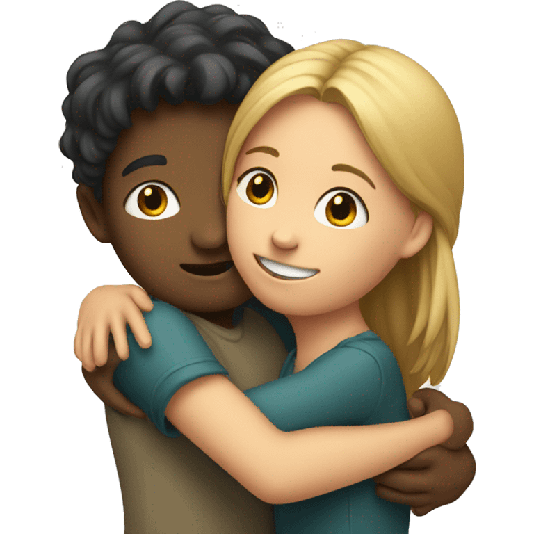 A girl and a boy hug emoji