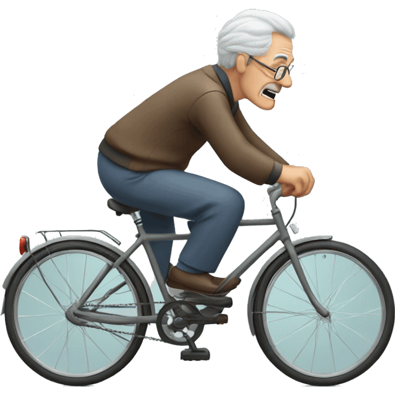 elderly man struggling on bike emoji