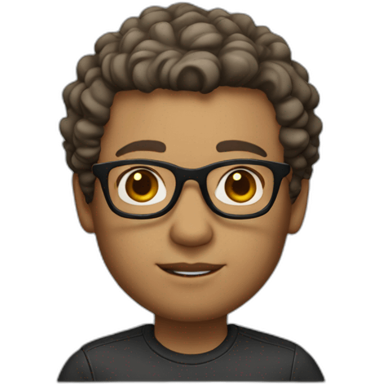 Memoji, male, light skin, short curly hair, glasses emoji