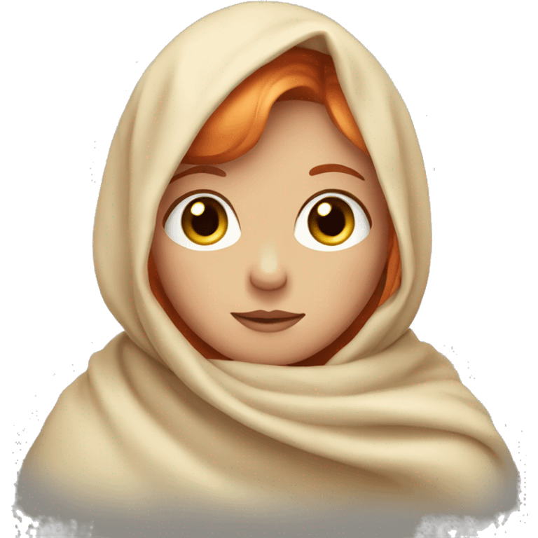 girl with light red hair with a blanket emoji