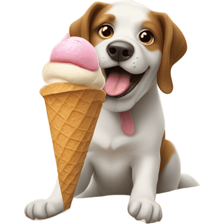 dog licking ice cream on beach emoji