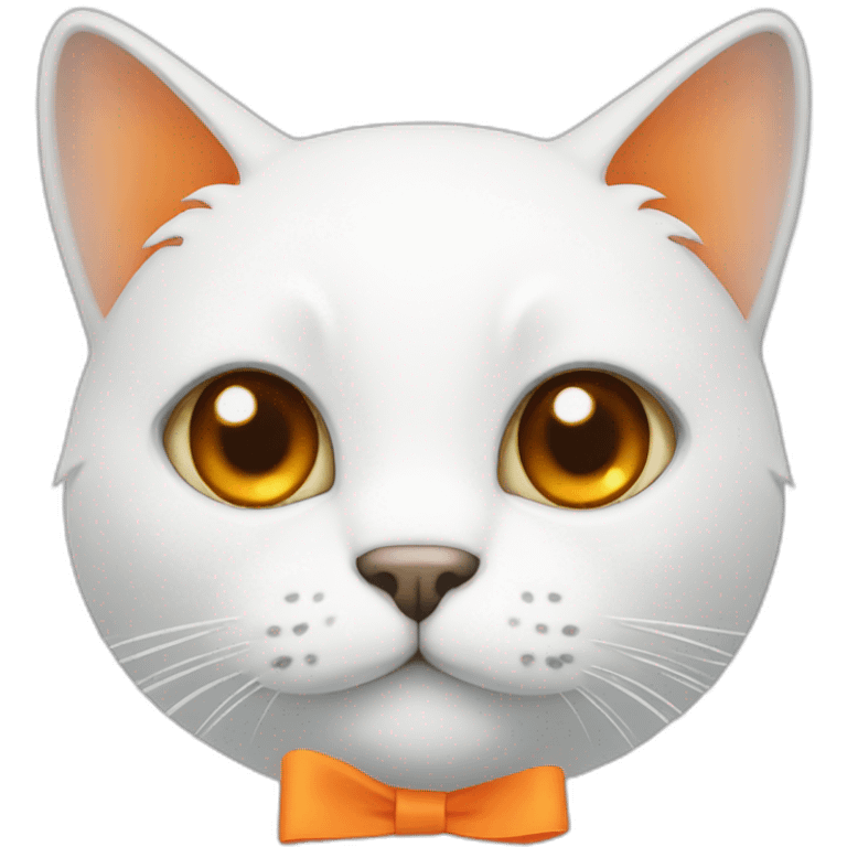 white cat with an orange bow emoji