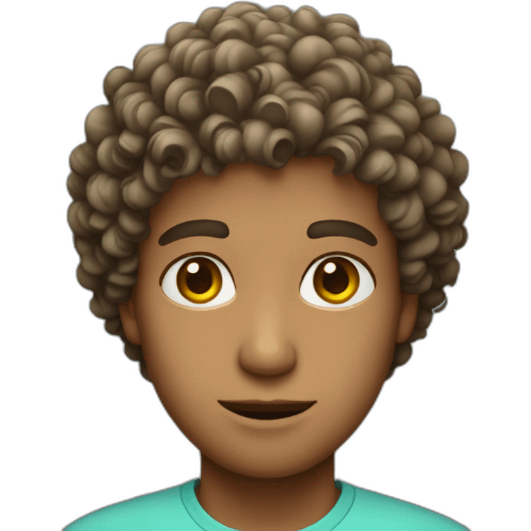 Guy with curly hair and pink eyes  emoji