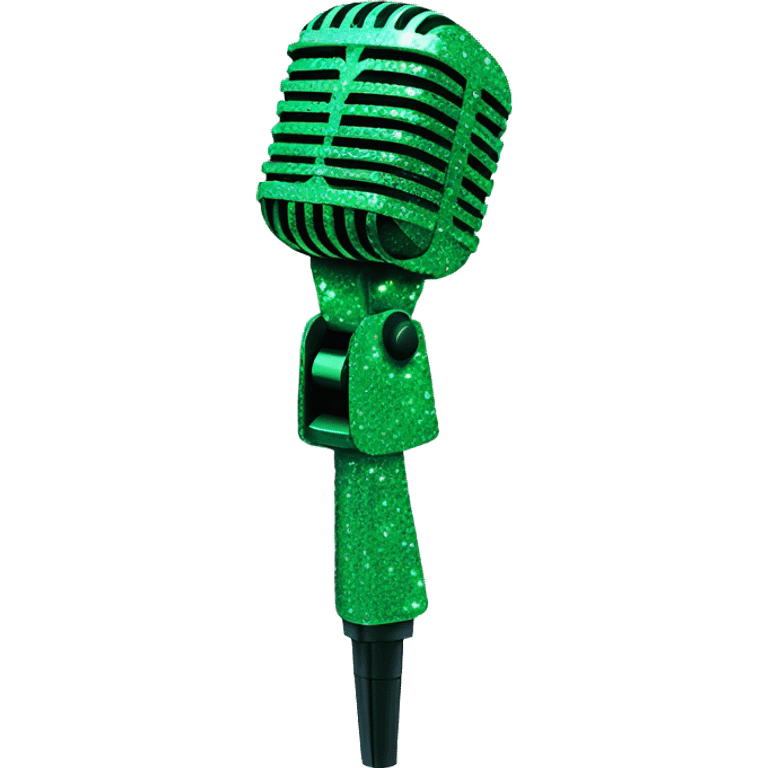 Green glitters microphone  emoji