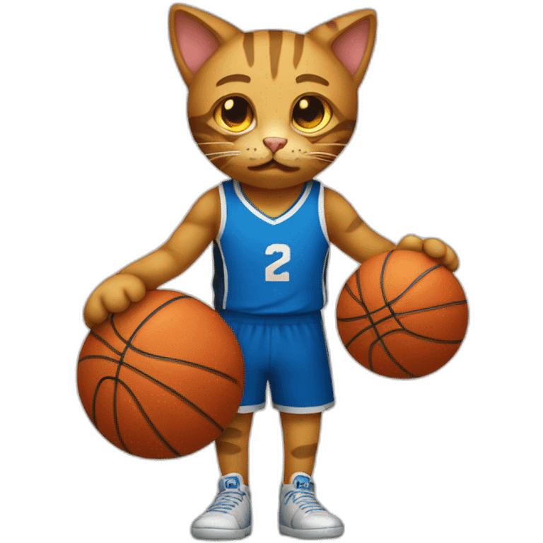 Eine traurige Katze mit einem Basketball in der Hand emoji