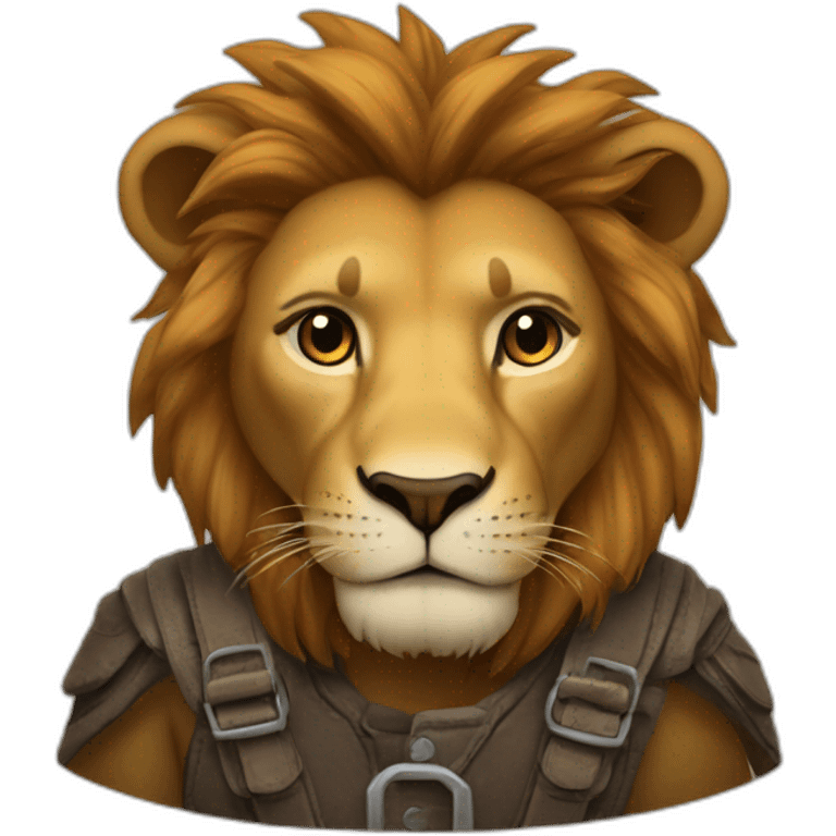 Lion et garçon se font un câlin emoji