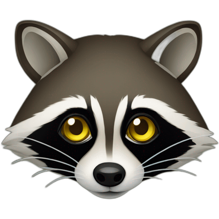 brown raccoon with yellow eyes and a dark green hood emoji