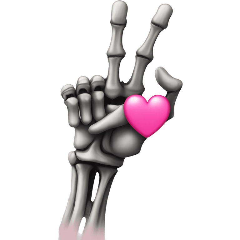 Skeleton fist w middle finger upright w pink heart emoji