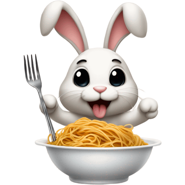 Bunny eating spaghetti  emoji