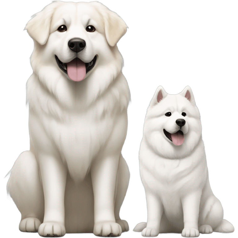 Great Pyrenees and Akita standing next to each other emoji