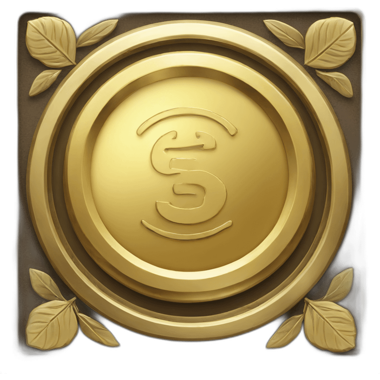 square golden coin with laurel engraving emoji