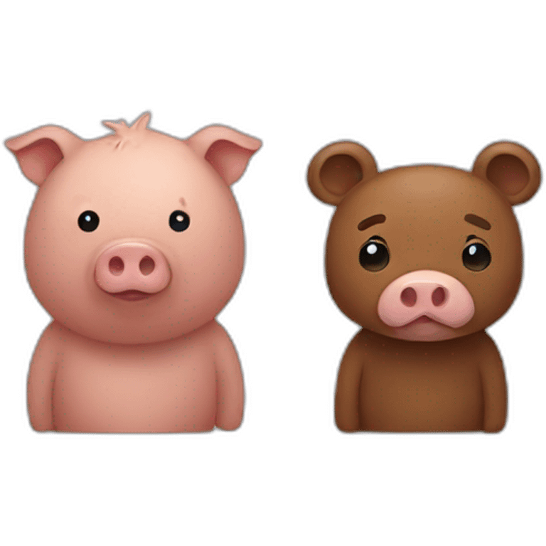 brown pig and bear emoji