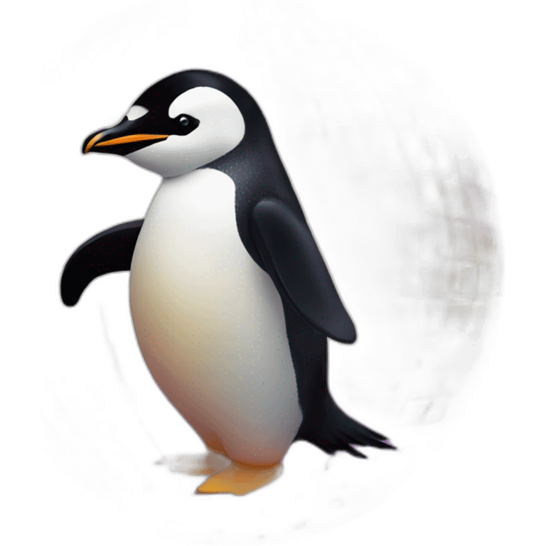 Penguin inside a disco ball emoji