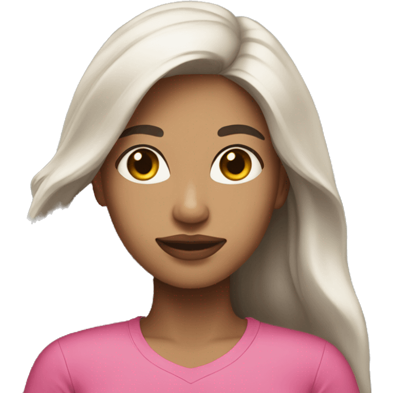 woman light skin long dark hair and pink top emoji