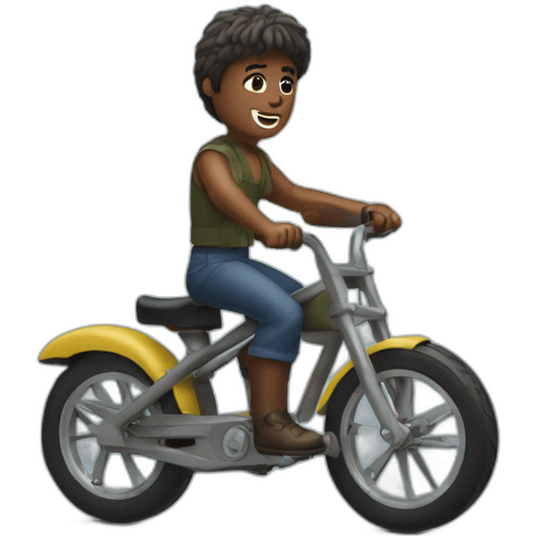 Rambo riding a miniature bicycle emoji