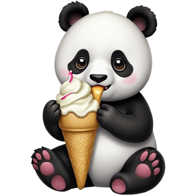 Panda eating ice cream emoji