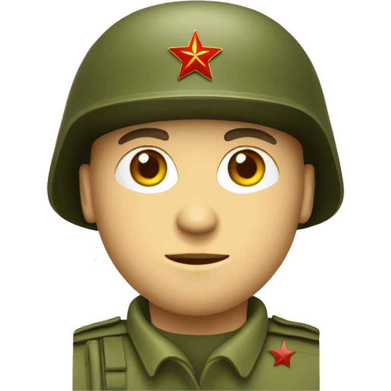 ussr soldier serious with military helmet emoji