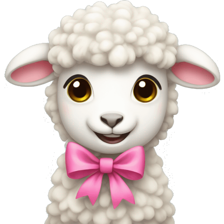 Furry lamb with pink bow emoji