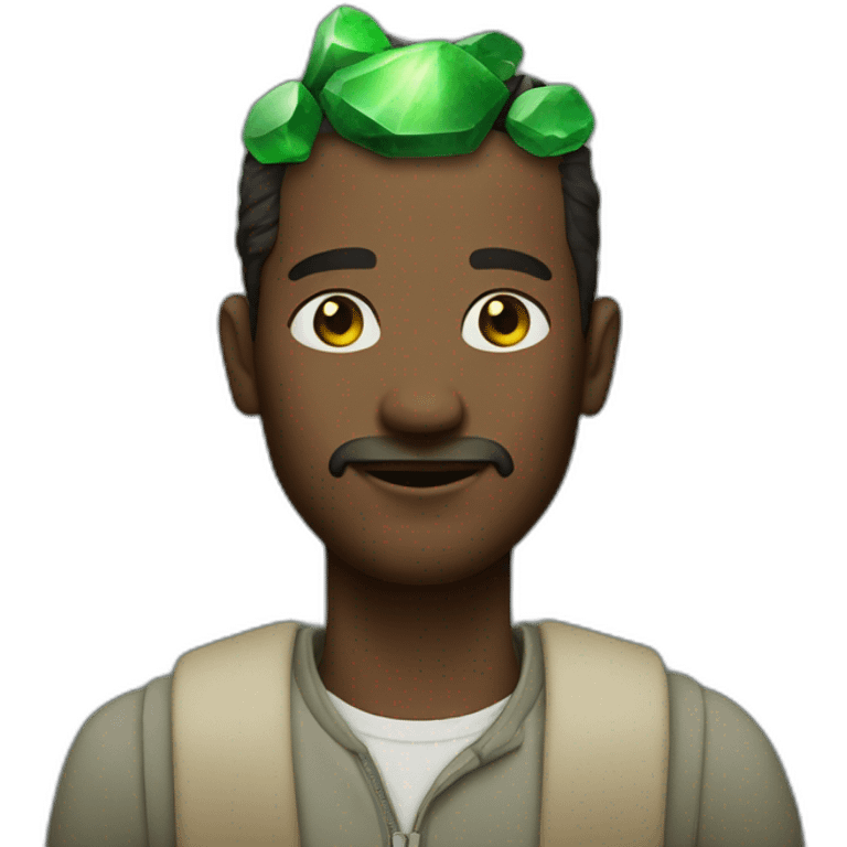 a man with green stones on his head emoji