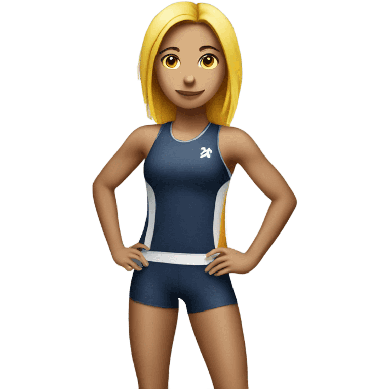 An athlete girl on the background of the letters Mega Mix emoji