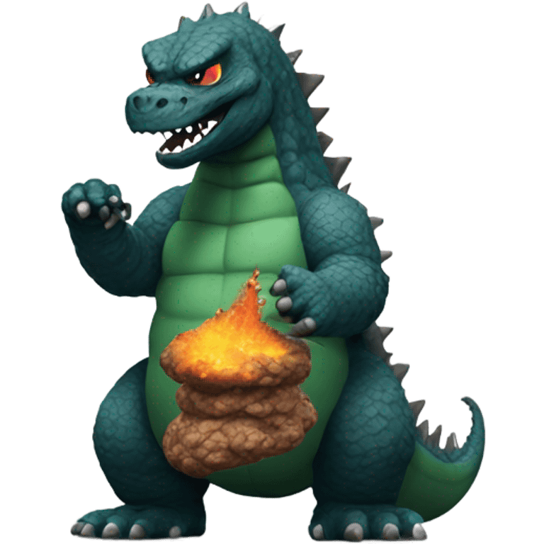 godzilla holding poop emoji emoji