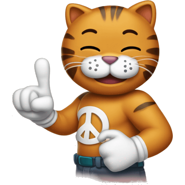 Garfield holding a peace sign emoji