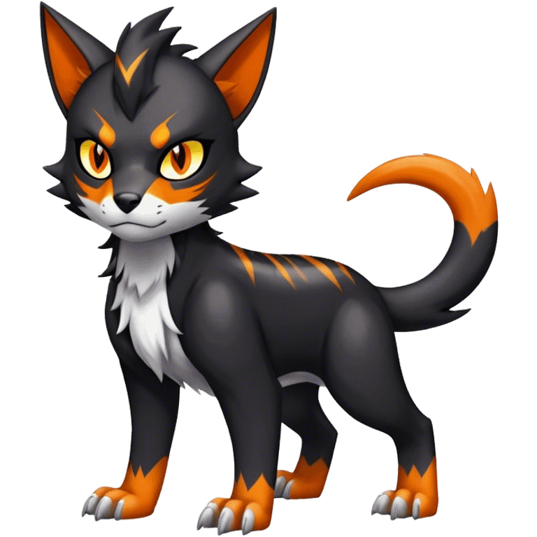 Cool edgy torracat-houndour-Digimon, full body emoji