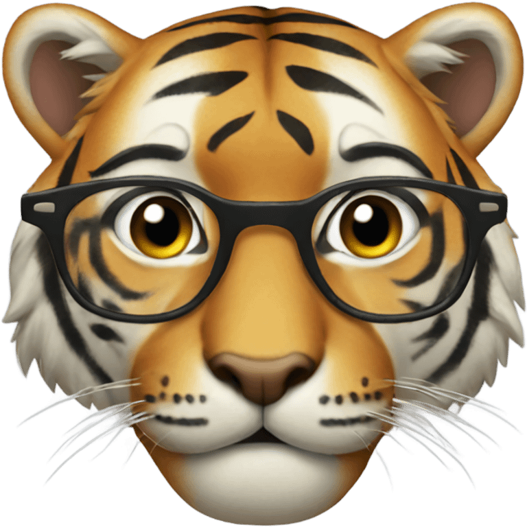 Tiger with eyeglasses emoji