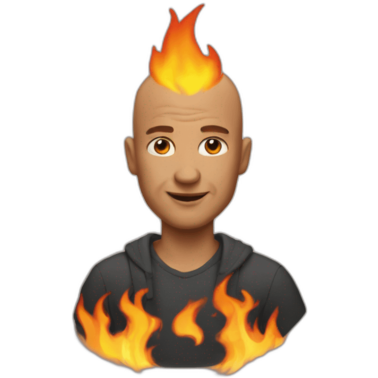 bald guy with fire emoji