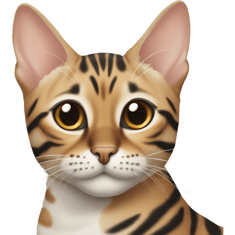 two bengal cats, one of them is warm-white colored, another one is classic black bengal cat emoji