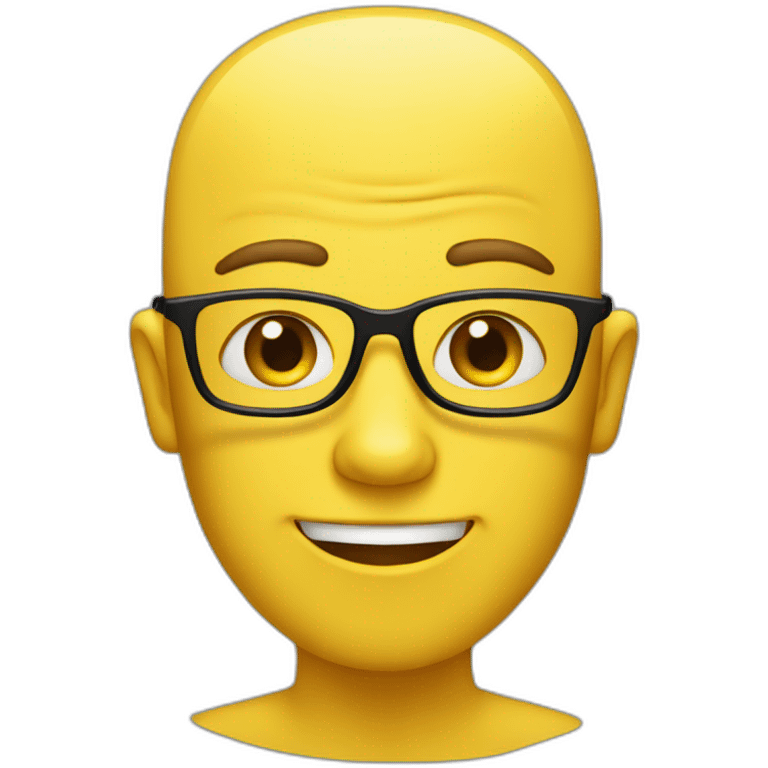 yelllow person wearing glasses without clothes hat or hair emoji