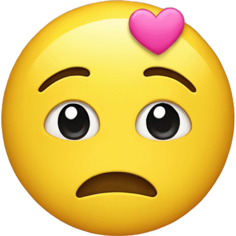 Shy yellow emoji with pink hearts around it  emoji