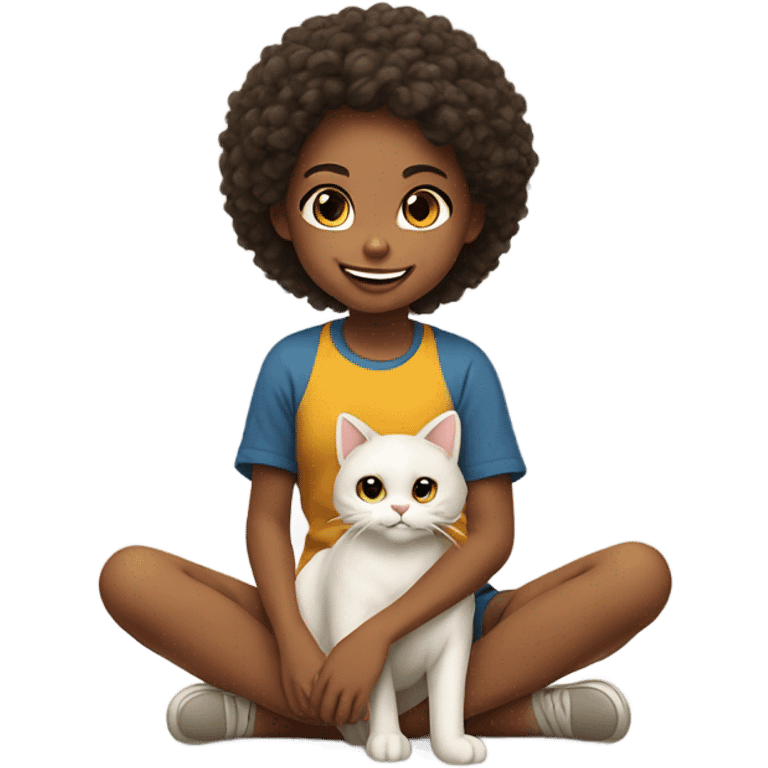 girl playing with cat emoji