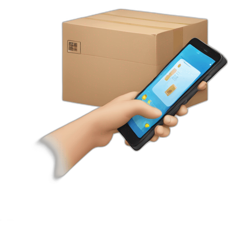 hand with phone scanning a parcel emoji