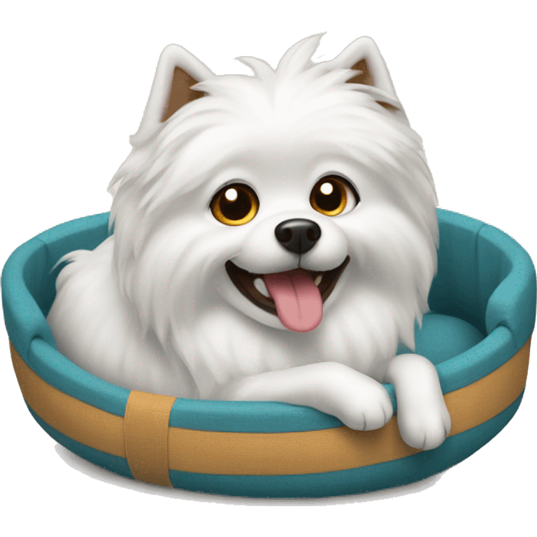 Spitz dog in a dog bed  emoji