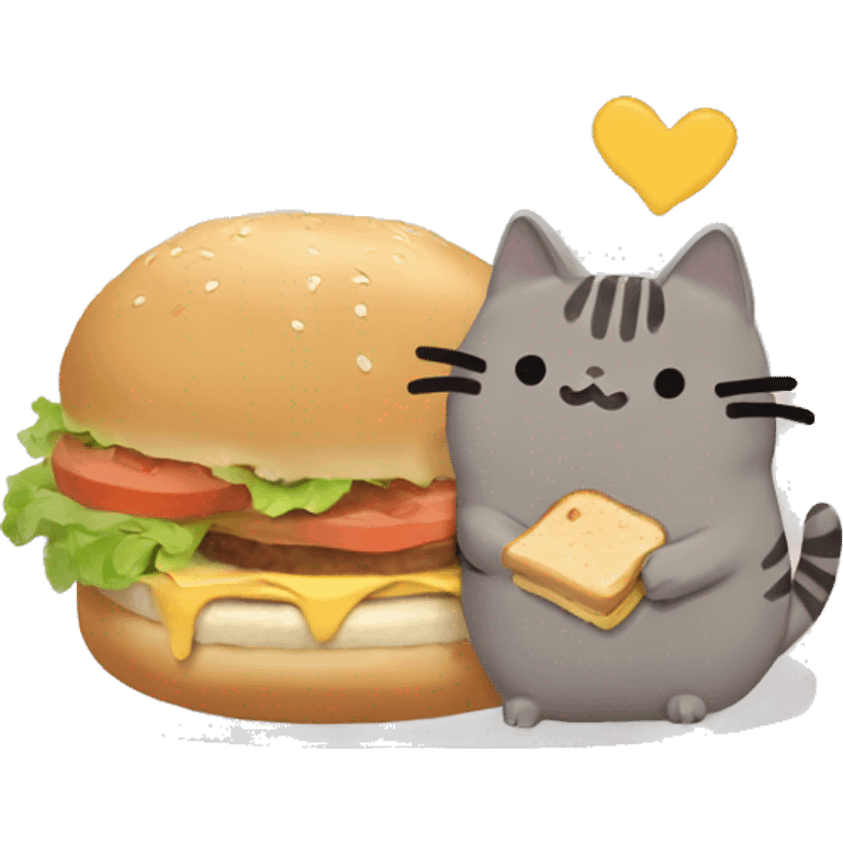 ai generated pusheen the cat eating a chicken sandwich emoji