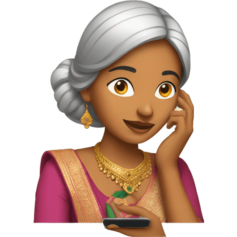 indian women on smartphone emoji