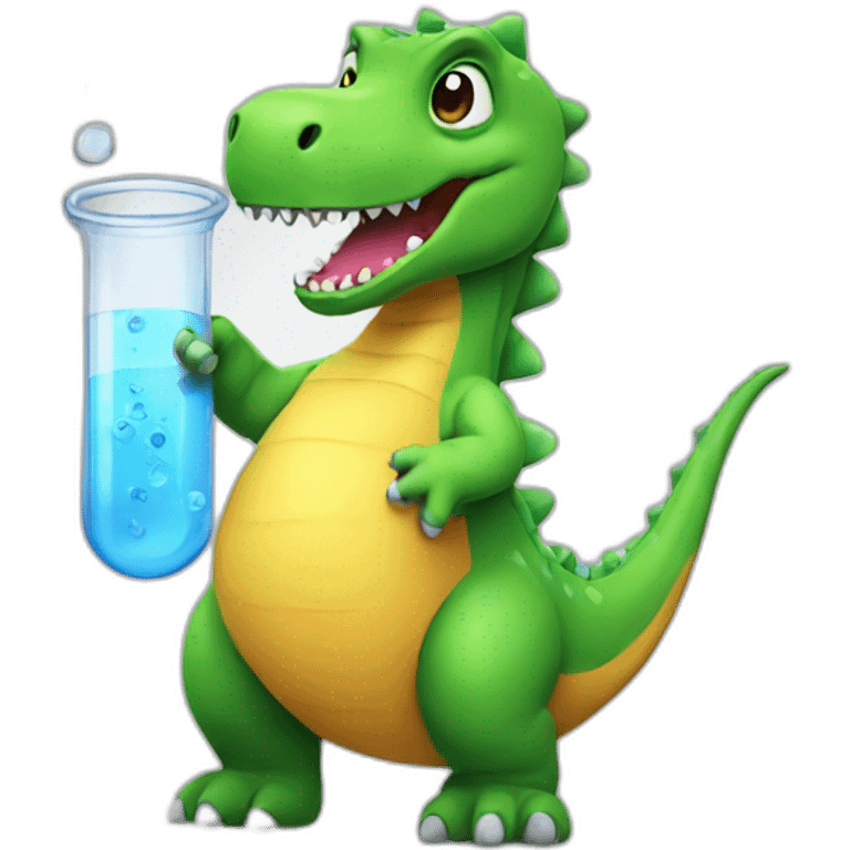 dino holding a test tube emoji