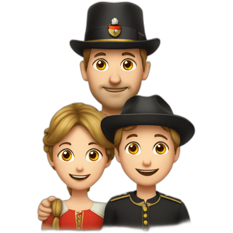 A family with German hat emoji