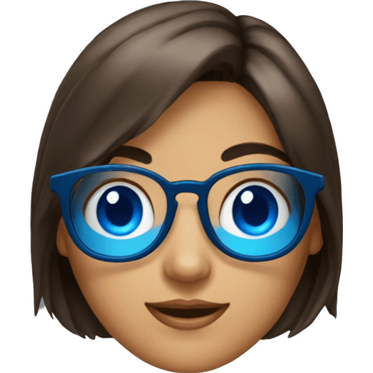 Filles brune avec des yeux bleus et des lunettes  emoji