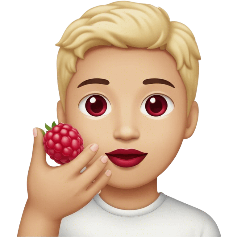 A raspberry holds the world with its hand emoji