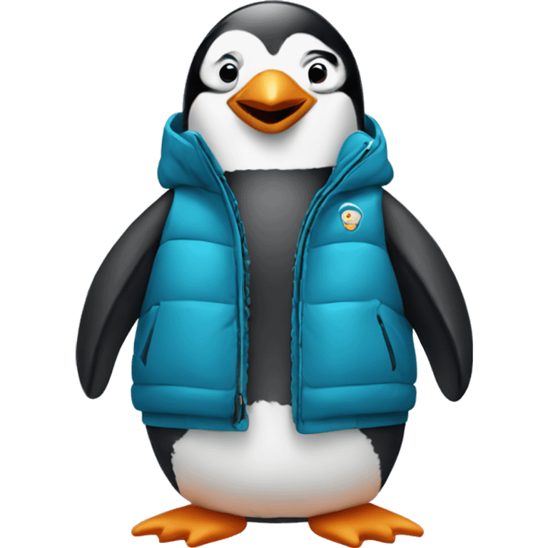 Penguin with puffer jacket emoji