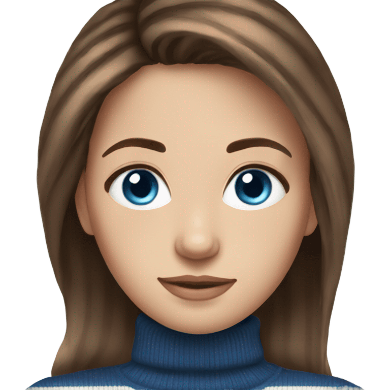 beautiful woman, straight brown hair, blue eyes, striped knit sweater emoji